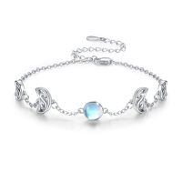 wholesale 925 Sterling Silver & Rainbow Moonstone Adjustable Bracelet - Lunar Phases s for Her-Phase