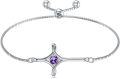 wholesale TOUPOP Birthstone Cross Bracelet For Women 925 Sterling Silver Cross Infinity Bracelet Fine Jewelry Birthday Christmas Gifts For Her Girlfriend Wife -0-0