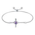 TOUPOP Sterling Silver Birthstone Cross Infinity Bracelet For Women-0-0