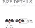 wholesale 925 Sterling Silver Red Crystal Bat Studs Gothic Halloween  for Her-0-1