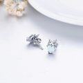 wholesale 925 Sterling Silver Heart-Shaped Opal Cat Stud Earrings - Adorable Kitty  for Her-0-2