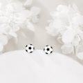 wholesale 925 Sterling Silver Black & White Soccer Ball Stud Earrings - Sports Gift for Him or Her-0-2