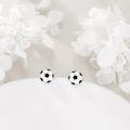 wholesale 925 Sterling Silver Soccer Ball Stud Earrings Black White Enamel Football Jewelry-0-2