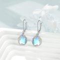 wholesale 925 Sterling Silver Blue Moonstone Birth Flower Filigree Teardrop Dangle Leverback Earrings-0-4