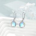 wholesale 925 Sterling Silver Blue Moonstone Birth Flower Filigree Teardrop Dangle Leverback Earrings-0-4