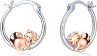 wholesale 925 Sterling Silver Bear Shape Studs for Sensitive Ears-Raccoon