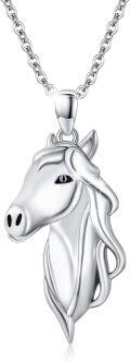 wholesale 925 Sterling Silver Horse Head Pendant Necklace with Chain for Women and Girls-0-0