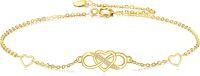 wholesale 14K Gold & Crystal Infinity Heart Bracelet, Eternal Love Gift for Women-Infinity Heart Bracelet