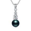 wholesale 925 Sterling Silver Black Pearl Moissanite Necklace for Women-0-0