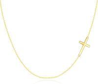 wholesale 14K Gold Metal Sideways Cross Necklace for Women - Christian Jewelry-14k Yellow Gold