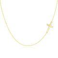 wholesale 14K Gold Metal Sideways Cross Necklace with Diamond Accent for Women-0-0