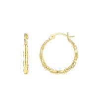 wholesale 14K Gold Bamboo Patterned Hoop Earrings for Women - Shiny & Polished 12-50mm-style 6