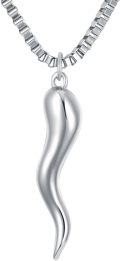 wholesale 925 Sterling Silver Italian Horn Pendant Necklace s for Men & Women - Good Luck Amulet Charm s from Italy-0-0