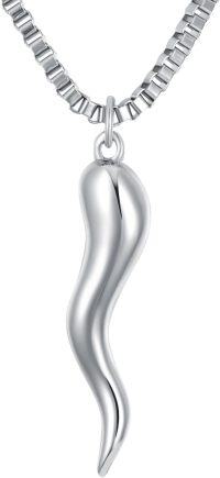 wholesale 925 Sterling Silver Italian Horn Pendant Necklace s for Men & Women - Good Luck Amulet Charm s from Italy-01.Italian Horn(Minimalism)