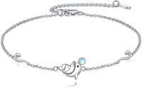 wholesale 925 Sterling Silver Blue Opal & White Moonstone Dolphin Charm Bracelet - Celtic Knot  for Her-B-Dolphin
