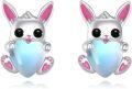 wholesale 925 Sterling Silver Heart-Shaped Bunny Moonstone Stud Earrings for Women Girls Gift Idea-0-0