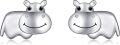 wholesale 925 Sterling Silver Smiling Hippo Stud Earrings for Women Girls Gifts 48x36mm-0-0