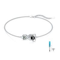 wholesale 925 Sterling Silver Infinity Paw Print Cremation Memorial Urn Bracelet Wholesale With Screwdriver Tools-A-Paw Print Urn Bracelet-Moss Agate