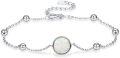 wholesale 925 Sterling Silver White Round Opal Beaded Chain Bracelet for Women s-0-0
