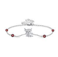 wholesale 925 Sterling Silver Birthstone Highland Cow Link Bracelet Western Jewelry Gift-01-Jan-Garnet