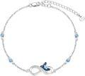 wholesale 925 Sterling Silver Blue Crystal Heart Infinity Charm Bracelet for Women-0-0