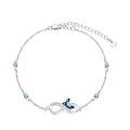 wholesale 925 Sterling Silver Blue Crystal Heart Infinity Charm Bracelet for Women-0-0