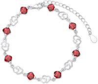 wholesale 925 Sterling Silver 925 Sterling Silver Birthstone Love Heart Bracelets for Women 12 Months 6 5+2 Inch Gifts for Girls Mom Wife Friend Girlfriend-1-January