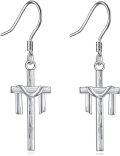 wholesale 925 Sterling Silver Cross Drop Earrings Minimalist Religious s for Her-0-0