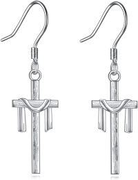wholesale 925 Sterling Silver Cross Drop Earrings Minimalist Religious s for Her-Cross