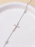 wholesale 925 Sterling Silver Cross Bracelet with CZ Stones and Hammered Finish-0-3