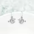 wholesale 925 Sterling Silver Blue Opal Drop Earrings with Angler Fish Design for Women  4cm Length-0-2