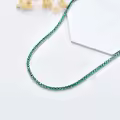 wholesale 925 Sterling Silver Green Cubic Zirconia Tennis Necklace 14-26 Chain Length  for Women and Men-0-3