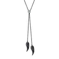 wholesale 925 Sterling Silver Blue Opal Angel Wings Pendant Necklace-04-Black