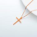 wholesale 18K Rose Gold Small Plain Cross Pendant Necklace for Women - 16-18 inch Chain Length-0-2