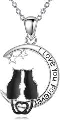 wholesale 925 Sterling Silver Cat Moon Love Forever Pendant Necklace for Women-0-0