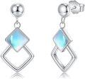 wholesale 925 Sterling Silver Square Shape Blue Opal Hypoallergenic Drop Earrings-0-0
