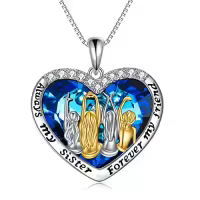 TOUPOP 925 Sterling Silver Crystal Sister Necklace Gift For 2/3/4/5 Sisters-color_name:4 Sisters-LOVE