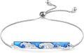 wholesale 925 Sterling Silver Blue Enamel Wave Design Adjustable Celtic Moon Bracelet - Irish  for Women-0-0