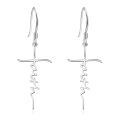 wholesale 925 Sterling Silver Cross Heartbeat Dangle Earrings-0-0