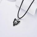 wholesale 925 Sterling Silver Black Enamel Shield Lion Head Pendant Leather Chain Necklace-0-2