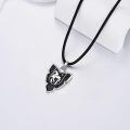 wholesale 925 Sterling Silver Black Enamel Shield Lion Head Pendant Leather Chain Necklace-0-2