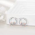 wholesale 925 Sterling Silver Cat Huggie Hoop Earrings with Rose Gold Accents for Sensitive Ears-0-4