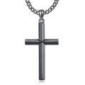 wholesale  Black Plated Mens 3mm Cuban Link Necklace with Cross Pendant (24) -0-0