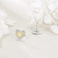 wholesale 925 Sterling Silver Heart-Shaped Sunflower Stud Earrings with Cubic Zirconia Stones - Elegant s for Women-0-3