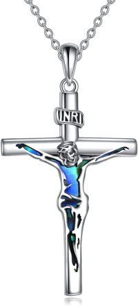 wholesale 925 Sterling Silver Cross Necklace with Jesus Pendant Religious Jewelry for Women and Men-Crucifix 01