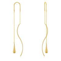 wholesale 14k Gold Threader Earrings Long Dangle Teardrop Tassel Ear Line s-Twist teardrop threader earrings