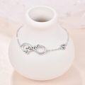 wholesale 925 Sterling Silver Birthstone Sister Infinity Bracelet with Heart-0-5