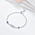 wholesale 925 Sterling Silver Blue Crystal Infinity Heart Aunt & Niece Bolo Bracelet (Adjustable)-0-1