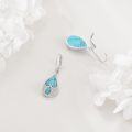 wholesale 925 Sterling Silver Turquoise Teardrop Leverback Earrings with CZ Accents-0-3