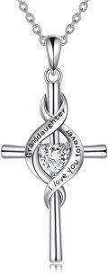 wholesale 925 Sterling Silver Heart Pendant with Infinity Symbol and Granddaughter Engraving - Mother's Day Gift-0-0